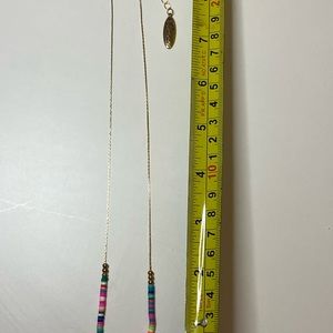 Plunder Adjustable Necklace Colorful Slim Beads Gold Chain NWT